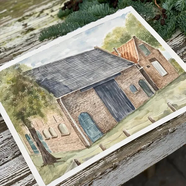 Tekening van hoe de Zuileshoeve was voor de verbouwing